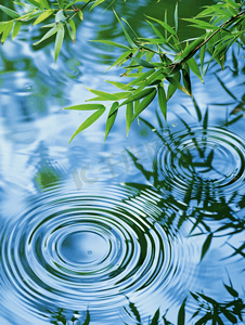 夏季高清摄影图片水面上的竹子