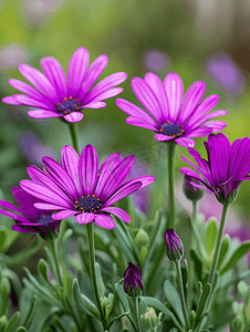 花园中紫色单色蓝眼菊花
