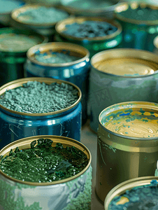 罐子红色摄影照片_一罐蔬菜罐头中的蓝色和绿色霉菌