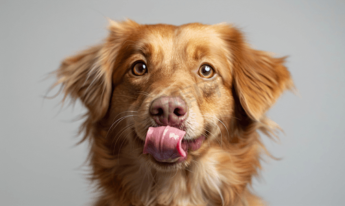 可爱的托勒犬有粉红色的小舌头