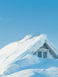 屋顶金属摄影照片_屋顶雪冬季山体滑坡