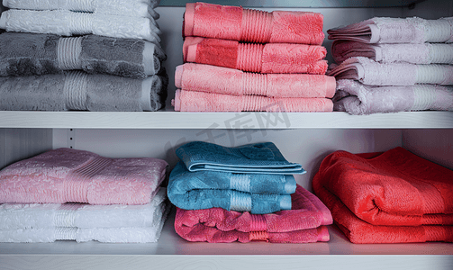 衣柜里的架子上有干净的毛巾