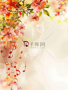 音乐符号ai背景图片_音符和鲜花