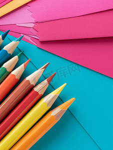 彩色背景上的一组彩色铅笔一组彩色木