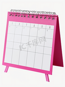 粉红色的空白桌面日历与孤立的白色背景上的