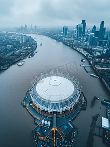 伦敦千年圆顶的鸟瞰图