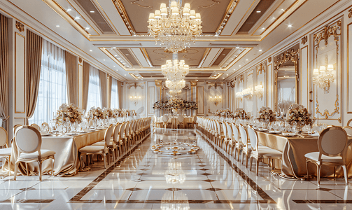 古典风格装饰的婚礼宴会厅