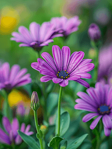 花园中紫色单色蓝眼菊花