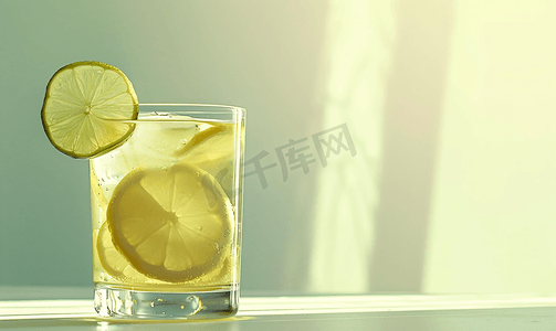 一杯加柠檬和酸橙的有机姜汁汽水