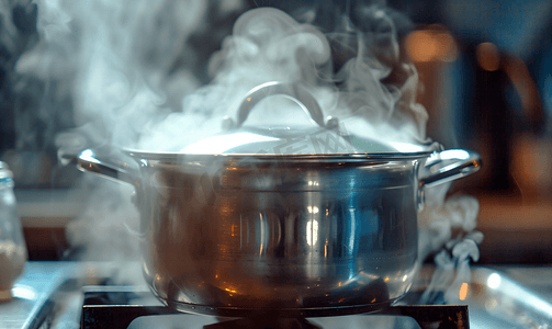 传统银蒸锅做饭时冒白烟