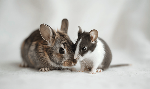5只老鼠鼠摄影照片_小猫兔子和老鼠