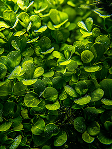 半透明红条摄影照片_绿藻与叶绿体的藻毯