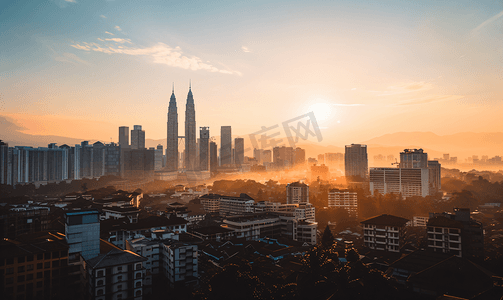 世界摄影照片_清晨的吉隆坡天际线