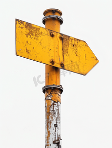 道路标志牌摄影照片_餐厅标志杆柱道路交通道路标志牌隔离左箭头