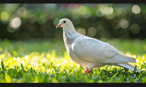 草地上的白鸽