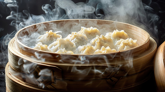 蒸笼包饺子美食摄影图片