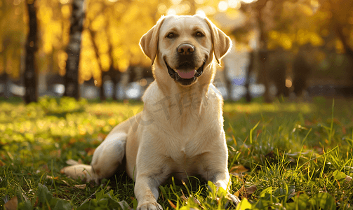 黄色小狗狗摄影照片_黄色拉布拉多猎犬