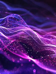 粒子视频背景背景图片_紫色科技音乐波背景霓虹红光