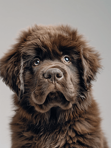 棕色纽芬兰犬小狗脸上露出非常可爱的表情