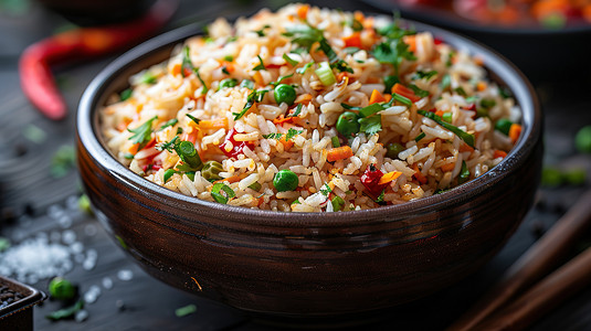 做饭食材摄影照片_蔬菜炒饭食品摄影高清摄影图