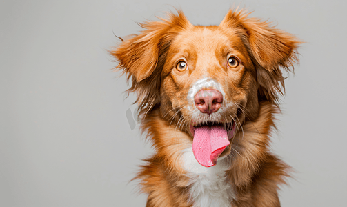 舍友卡通摄影照片_可爱的托勒犬有粉红色的小舌头