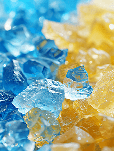 黄色和蓝色糖晶体