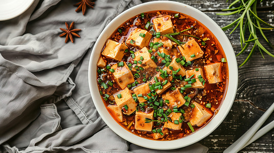 美食通用模板摄影照片_麻婆豆腐美味的豆腐摄影照片