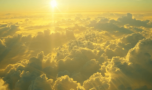 日落时从飞机上看天空和云彩