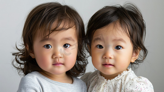 3岁的龙凤双胞胎摄影图