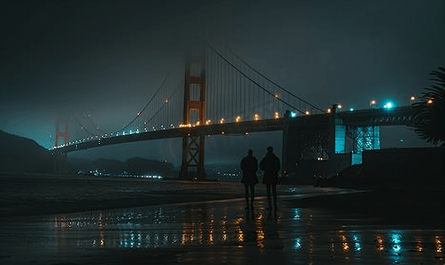 夜晚的金门大桥