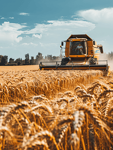 联合收割机收获粮食和小麦农业产业