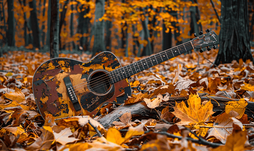 吉他和秋叶