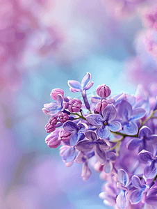 紫色丁香户外温柔的春天背景春天五月鲜花