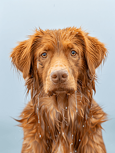 湿漉漉的新斯科舍鸭鸣猎犬