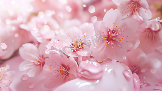 粉色花朵桃花花海摄影照片