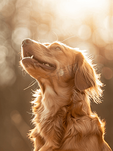 阳光下非常快乐的金托勒狗