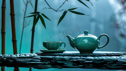 国风国潮山水摄影照片_中式国风茶壶的摄影摄影图