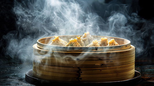 蒸笼包饺子美食摄影图片