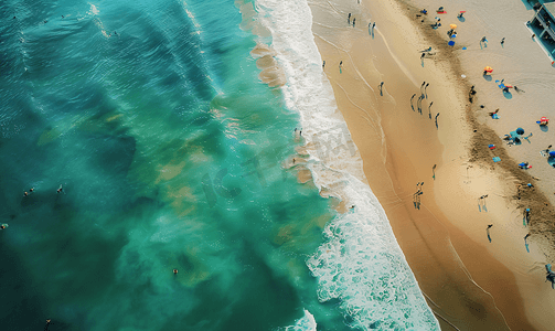 加州威尼斯海滩海岸线的鸟瞰图