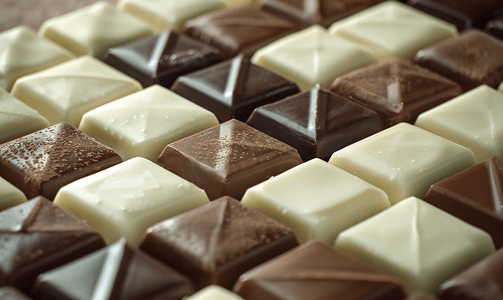白黑巧克力摄影照片_黑巧克力和白巧克力背景巧克力棒的对比