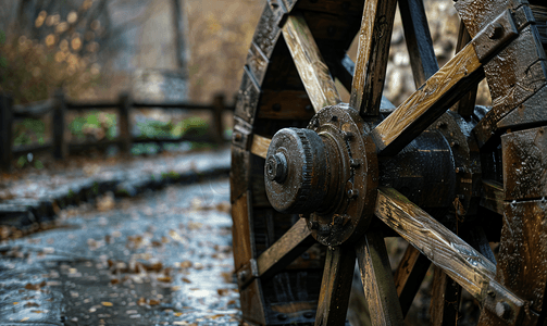 传统铁制水磨轮