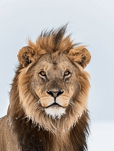 动物头部摄影照片_卡拉哈里狮子的头部特写