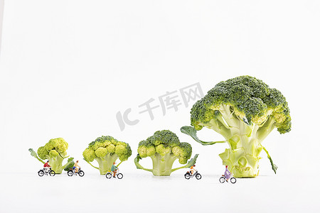 减肥创意摄影照片_蔬菜西兰花微缩创意图片
