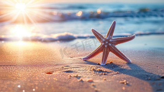 沙滩上海星的摄影高清图片