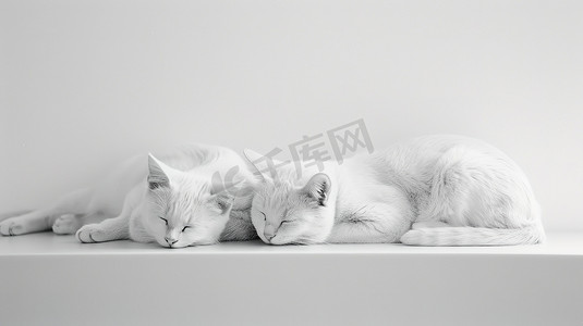 睡觉小猫咪摄影照片_两只小猫在床上睡觉摄影照片
