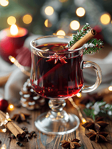圣诞甜酒和香料圣诞背景