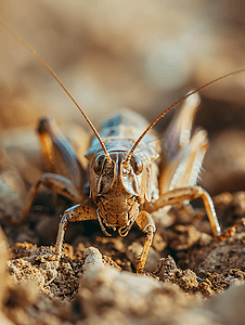 昆虫害虫摄影照片_欧洲蝼蛄土壤上的农业害虫选择性焦点