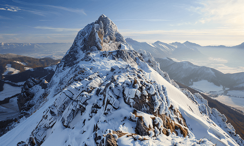 斯洛伐克岩石峰顶的冬季