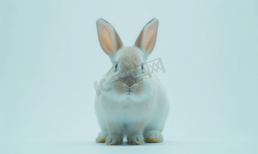 嫦娥的兔子摄影照片_白色背景下的兔子
