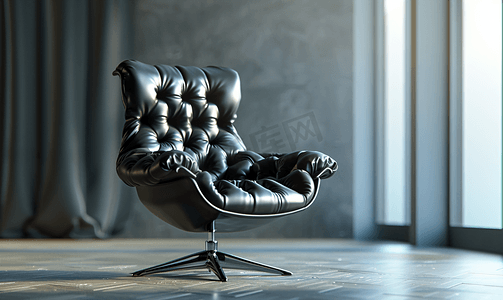 舒适的黑色皮革办公室或皇家扶手椅